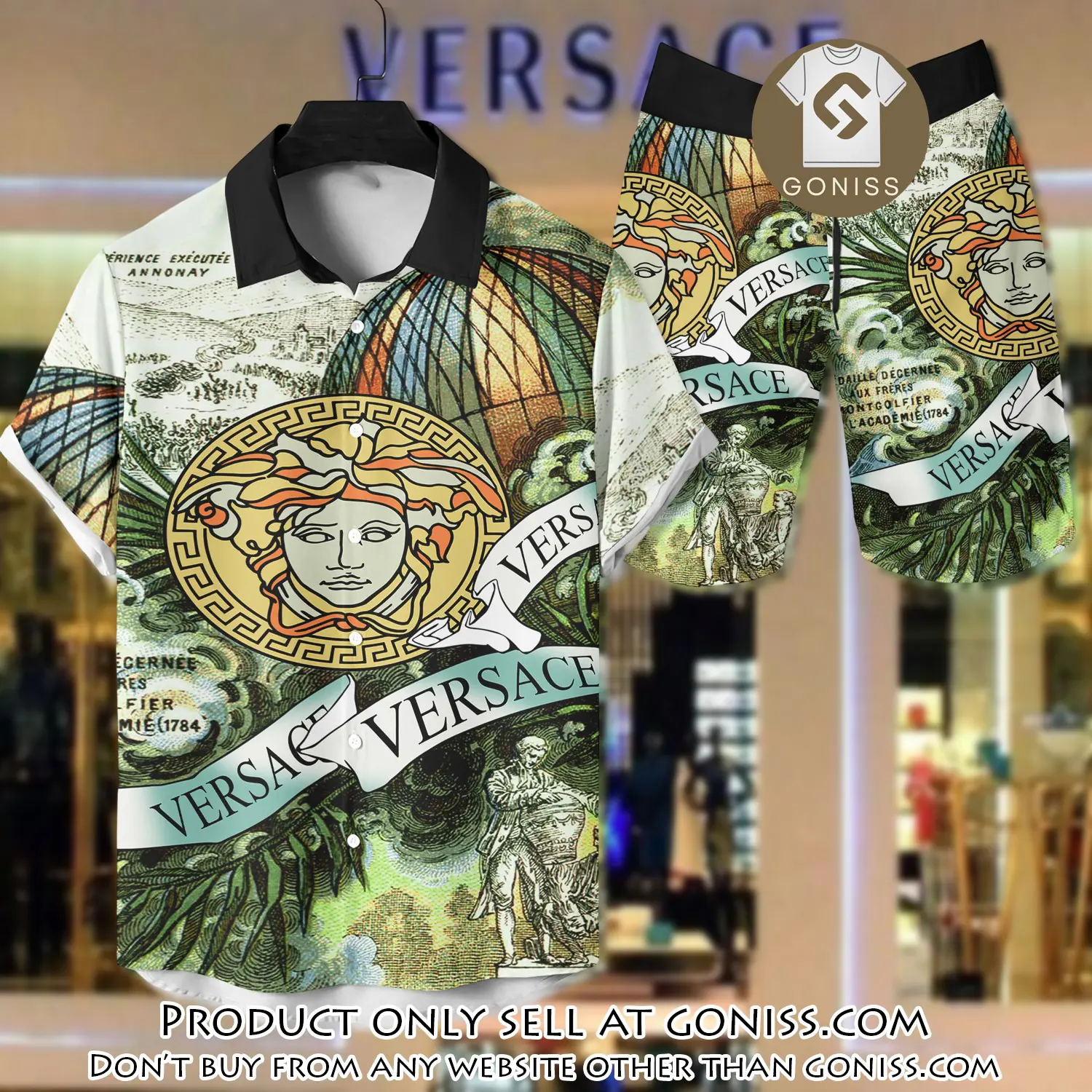 Versace luxury hawaiian shirt & short set lhs1216 gn5654985